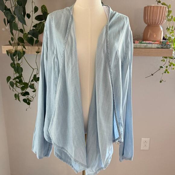 Soft Surroundings Light Chambray Drape Alicante Tencel Topper 1X Fall Layering - Picture 1 of 8